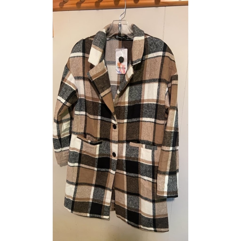 PrettyGarden Women's Plaid Long Sleeve Coat
